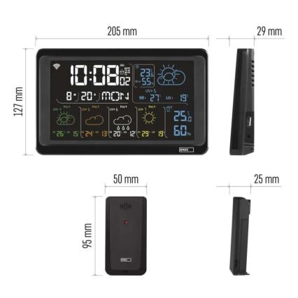 Wetterstation mit LCD-Display GoSmart 230V/3xAAA + 2×AAA Wi-Fi Tuya schwarz