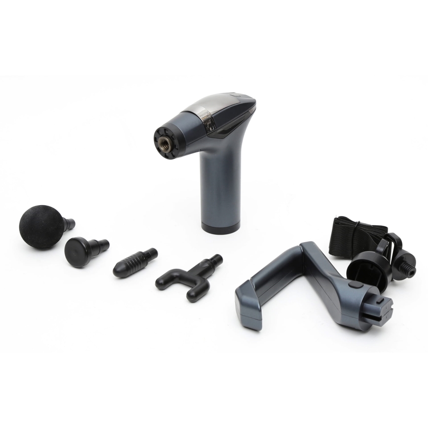 Wiederaufladbare Massagepistole mit 4 Köpfen und Riemen 25W/5V 1500 mAh