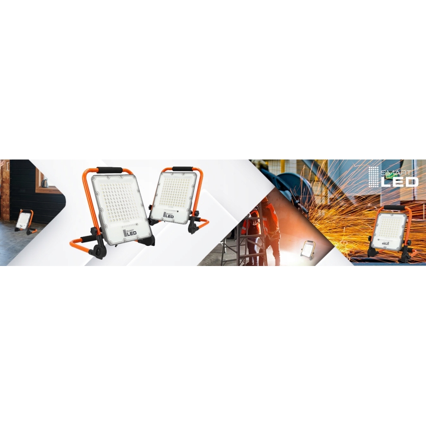 Wiederaufladbarer LED-Scheinwerfer mit Stativ LED/100W/3,2V 5000K 5000 mAh IP65 orange