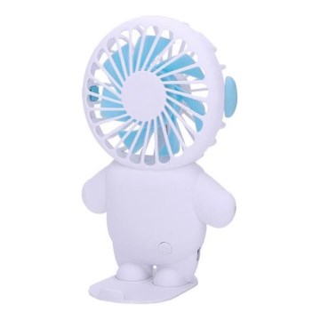 Wiederaufladbarer Taschenventilator 4,5 W / 5 V, 300 mAh, Weiß/Blau