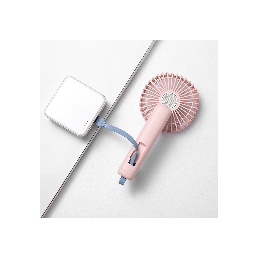 Wiederaufladbarer Taschenventilator 5 W / 5 V, 1200 mAh, Rosa