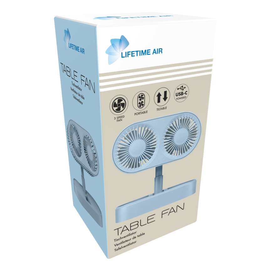Wiederaufladbarer Tischventilator 3,7V 1200 mAh blau