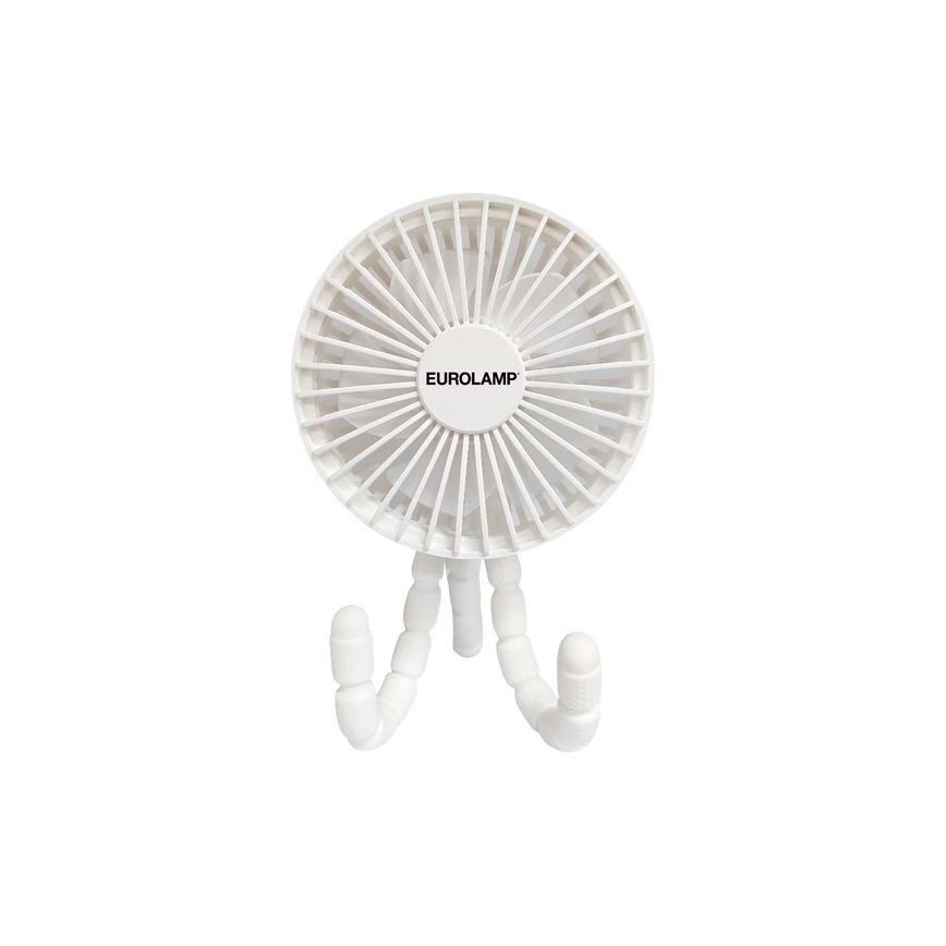 Wiederaufladbarer Tischventilator 3 W / 5 V, 1800 mAh, weiß