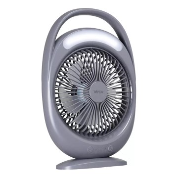 Wiederaufladbarer Tischventilator mit LED-Beleuchtung LED/2,8W/5V USB 2400 mAh grau