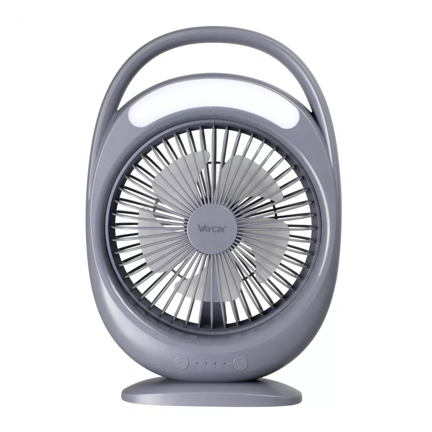 Wiederaufladbarer Tischventilator mit LED-Beleuchtung LED/2,8W/5V USB 2400 mAh grau