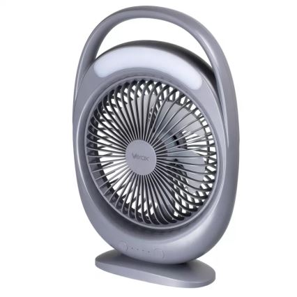 Wiederaufladbarer Tischventilator mit LED-Beleuchtung LED/2,8W/5V USB 2400 mAh grau