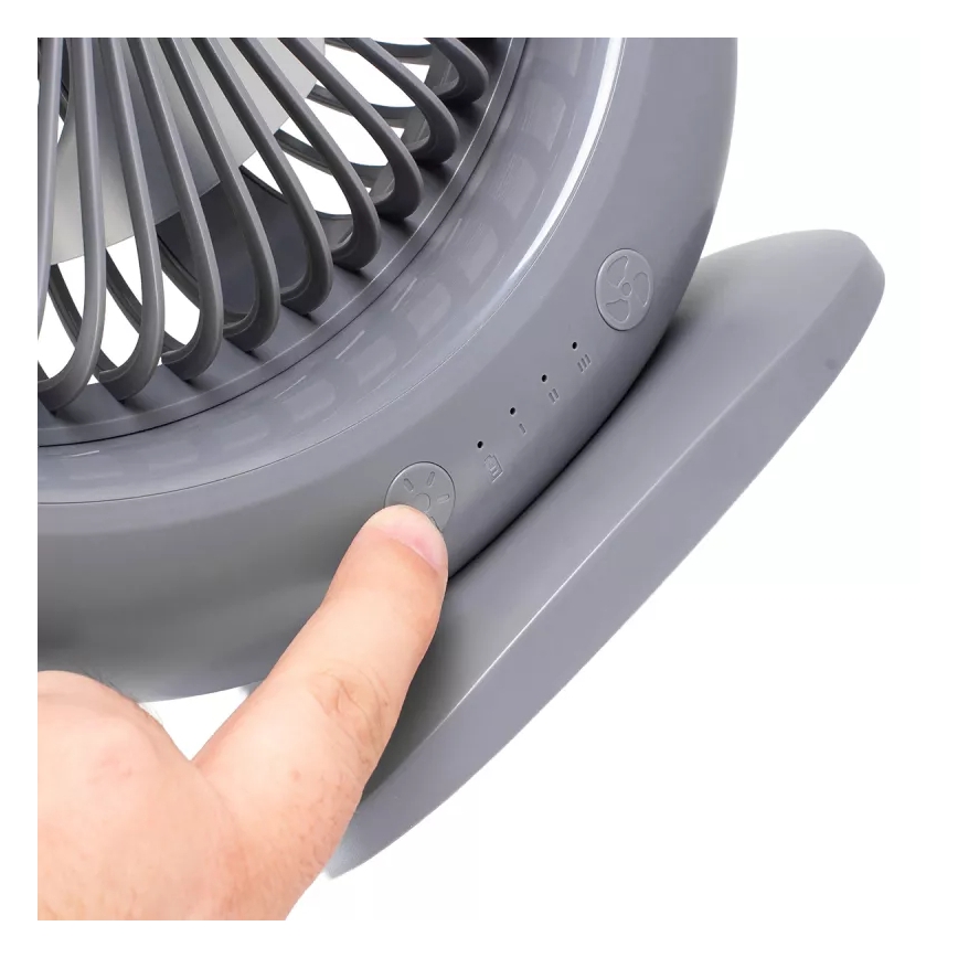 Wiederaufladbarer Tischventilator mit LED-Beleuchtung LED/2,8W/5V USB 2400 mAh grau