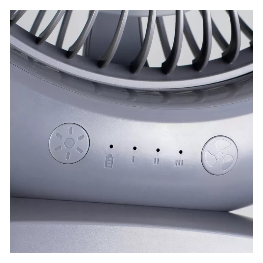 Wiederaufladbarer Tischventilator mit LED-Beleuchtung LED/2,8W/5V USB 2400 mAh grau