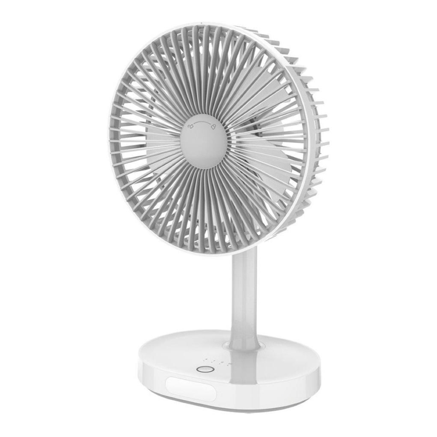 Wiederaufladbarer Tischventilator mit LED-Lampe, 3000 mAh (3,7 V), USB-C