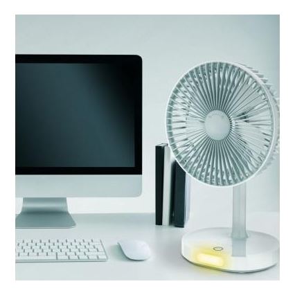 Wiederaufladbarer Tischventilator mit LED-Lampe, 3000 mAh (3,7 V), USB-C