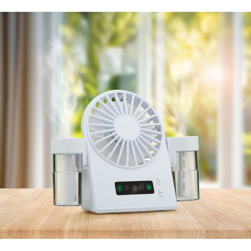 Wiederaufladbarer Tischventilator mit Nebeleffekt, 3,7 V, 1200 mAh