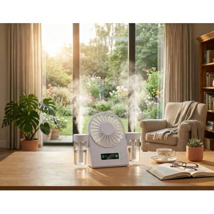 Wiederaufladbarer Tischventilator mit Nebeleffekt, 3,7 V, 1200 mAh