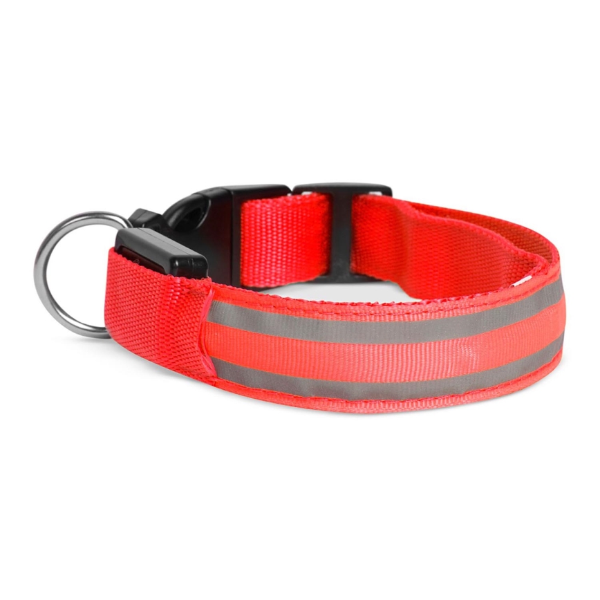 Wiederaufladbares LED-Hundehalsband 40-48 cm 1xCR2032/5V/40 mAh rot