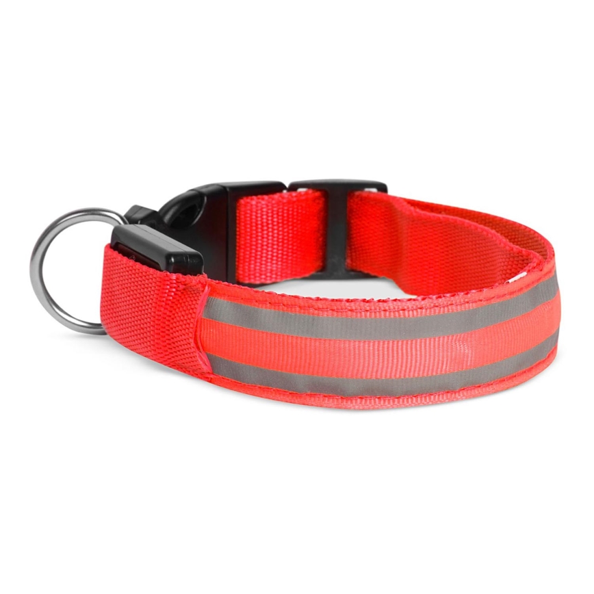 Wiederaufladbares LED-Hundehalsband 45-52 cm 1xCR2032/5V/40 mAh rot