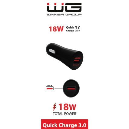 Winner Group - Autoladegerät 1x USB-A mit Power Delivery 18 W schwarz