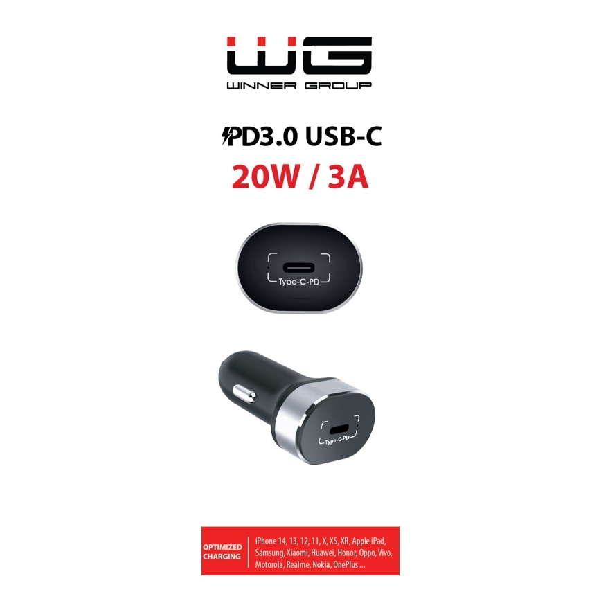 Winner Group - Autoladegerät 1xUSB-C Power Delivery 20W schwarz