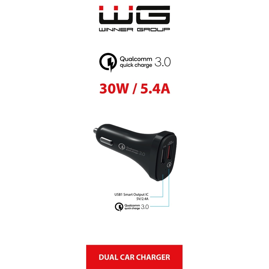 Winner Group - Autoladegerät 2xUSB-A Power Delivery 30W schwarz