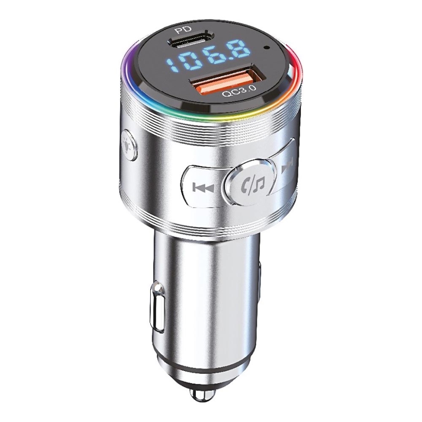 Winner Group - Autoladegerät mit FM-Transmitter und Freisprechfunktion 20W silbern