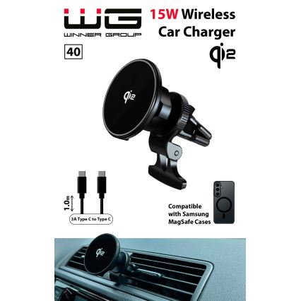 Winner Group - Kabelloses Ladegerät und Halterung für Auto 15W Qi2 MagSafe