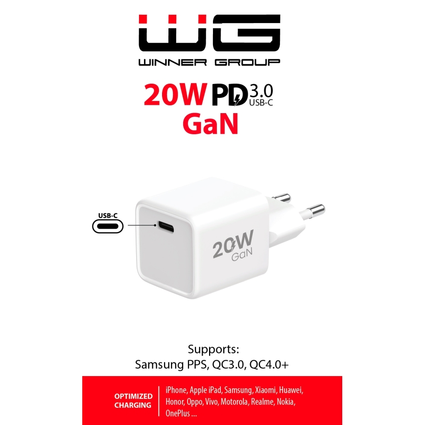 Winner Group - Schnellladeadapter 1xUSB-C Power Delivery 20W weiß