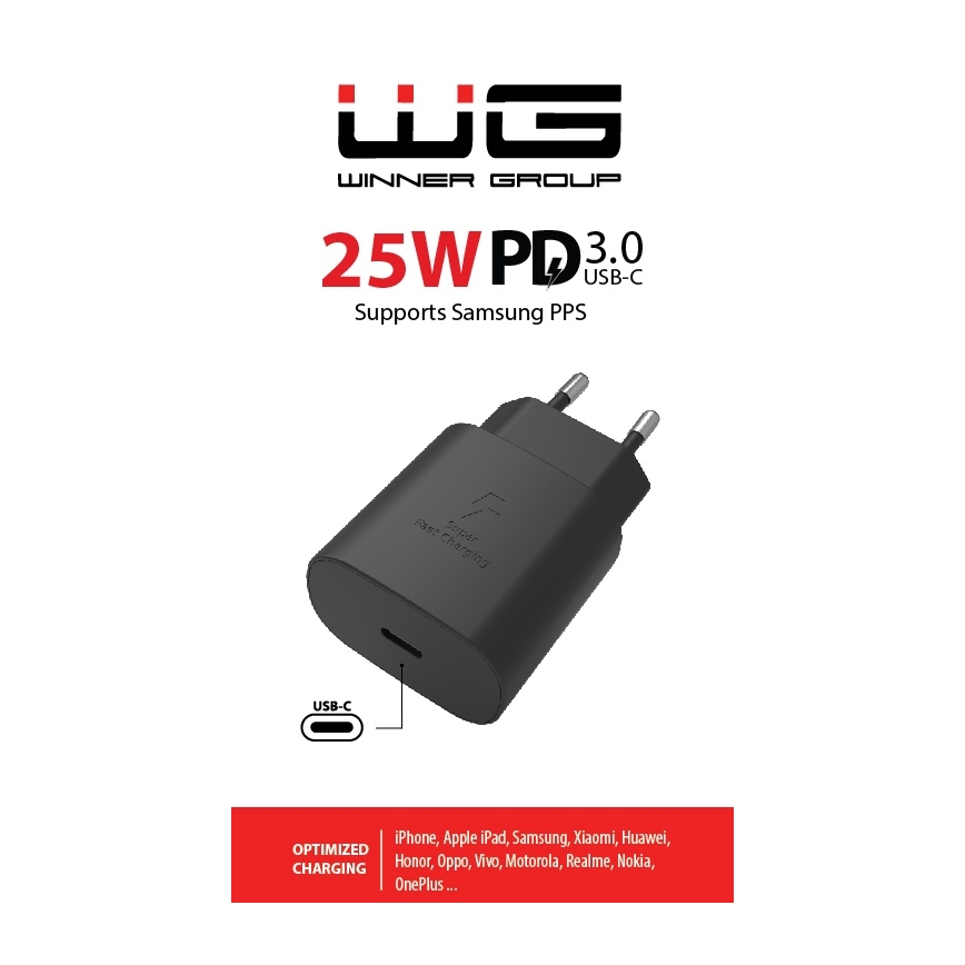 Winner Group - Schnellladeadapter 1xUSB-C Power Delivery 25W schwarz