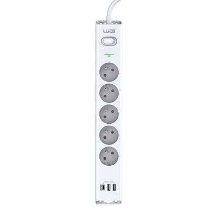 Winner Group - Überspannungsschutz 5Z + 2xUSB-A + 1xUSB-C weiß