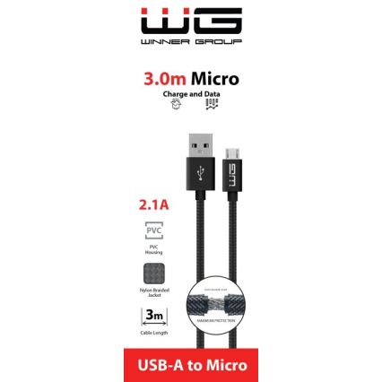 Winner Group - USB-Kabel Micro USB / USB-A 3m schwarz