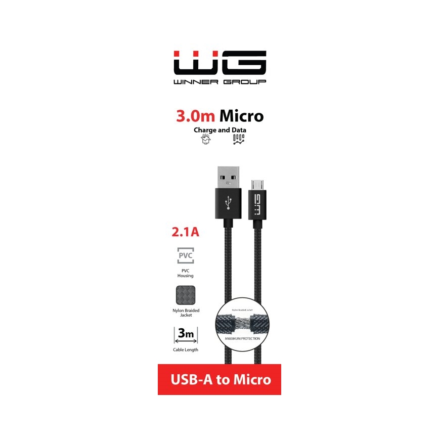 Winner Group - USB-Kabel Micro USB / USB-A 3m schwarz
