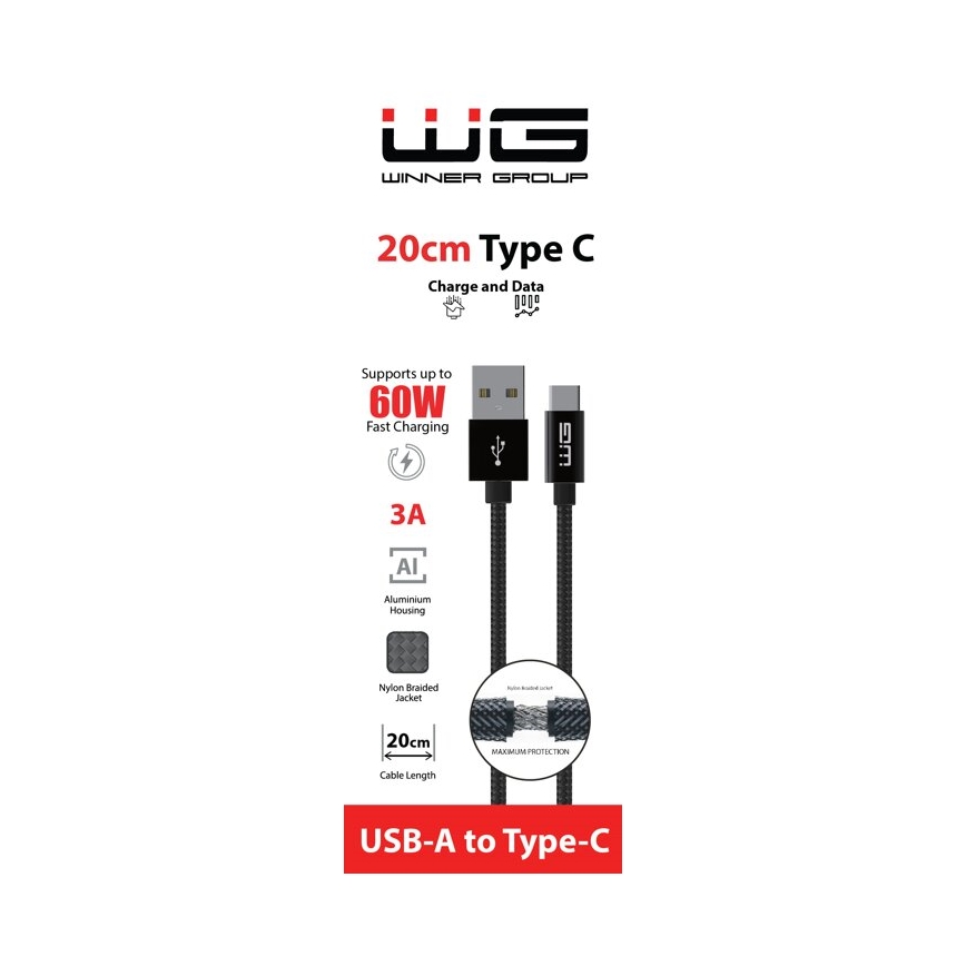 Winner Group - USB-Kabel USB-C / USB-A 20cm schwarz
