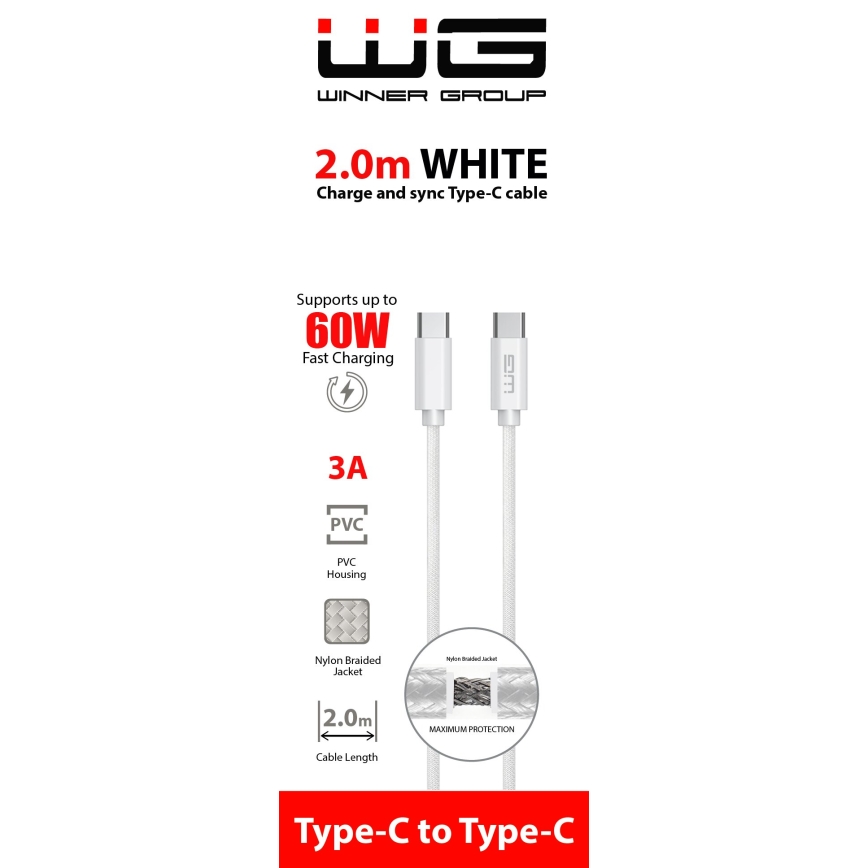 Winner Group - USB-Kabel USB-C / USB-C 60W 2m weiß