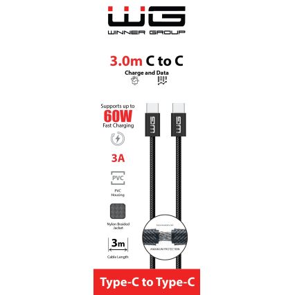 Winner Group - USB-Kabel USB-C / USB-C 60W 3m schwarz