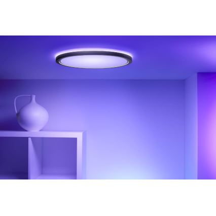 WiZ - Dimmbare LED-RGB-Deckenleuchte SUPERSLIM LED/22W/230V 2700-6500K Wi-Fi schwarz