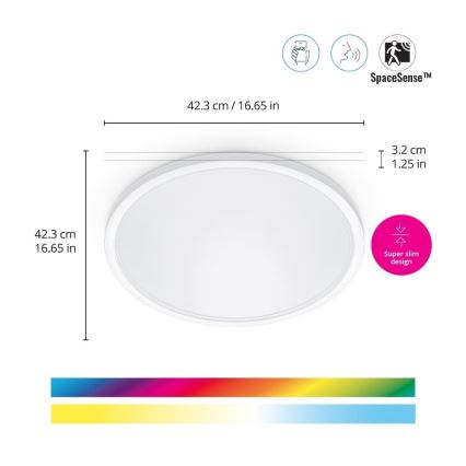 WiZ - Dimmbare LED-RGB-Deckenleuchte SUPERSLIM LED/22W/230V 2700-6500K Wi-Fi weiß