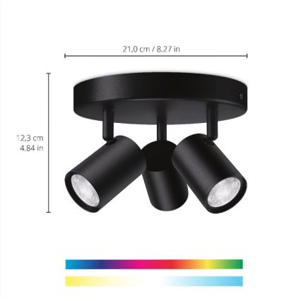 WiZ - Dimmbare LED-RGBW-Spotleuchte IMAGEO 3xGU10/4,9W/230V 2200-6500K WLAN CRI 90 schwarz