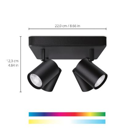 WiZ - Dimmbare LED-RGBW-Spotleuchte IMAGEO 4xGU10/4,9W/230V 2200-6500K WLAN CRI 90 schwarz