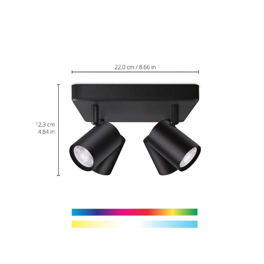WiZ - Dimmbare LED-RGBW-Spotleuchte IMAGEO 4xGU10/4,9W/230V 2200-6500K WLAN CRI 90 schwarz
