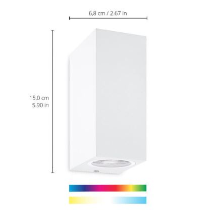 WiZ - Dimmbare LED-RGBW-Wandleuchte UP&DOWN 2xGU10/4,7W/230V 2200-6500K WLAN CRI 90 weiß