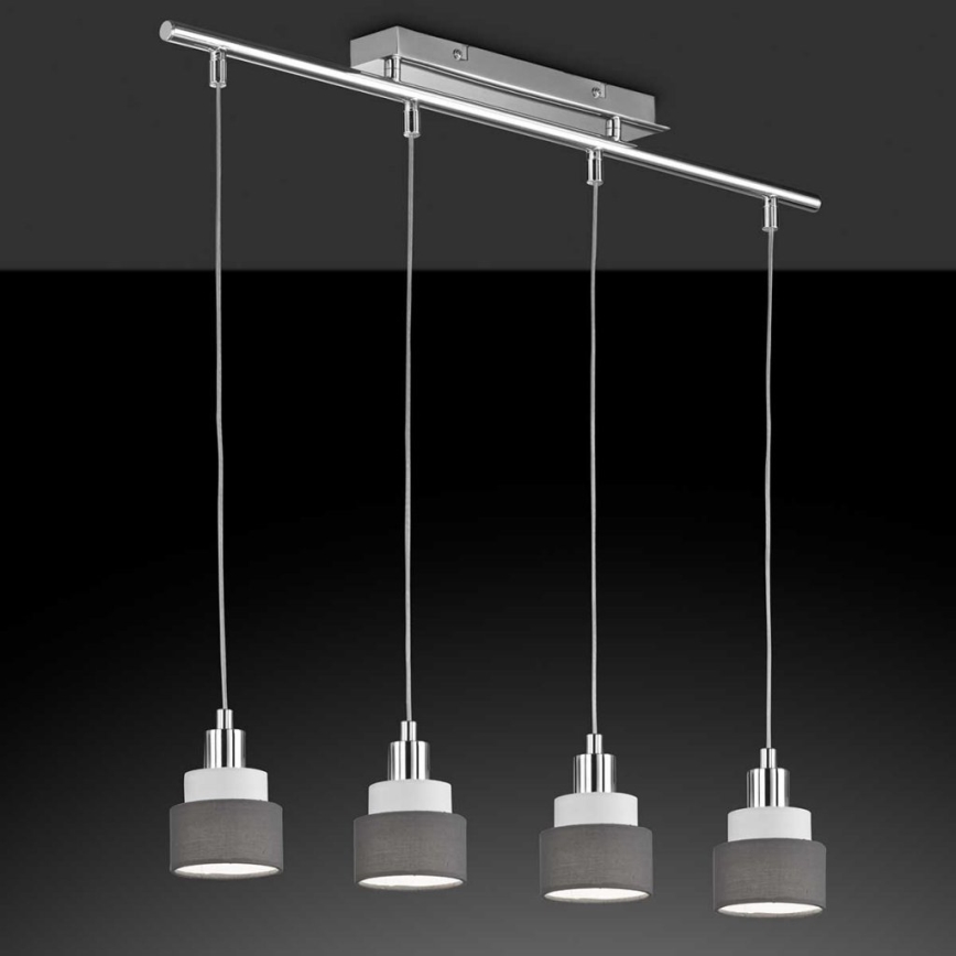 Wofi 11624 - Hängeleuchte an Seil NAPLES 4xE14/28W/230V grau/glänzender Chrom
