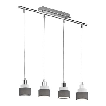 Wofi 11624 - Hängeleuchte an Seil NAPLES 4xE14/28W/230V grau/glänzender Chrom