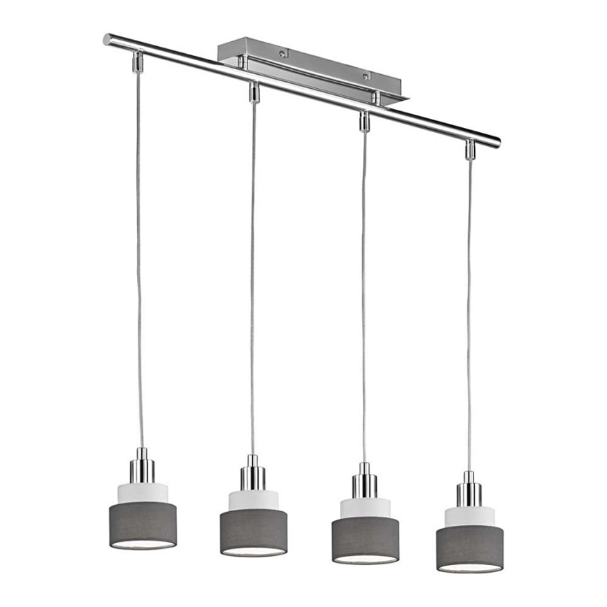 Wofi 11624 - Hängeleuchte an Seil NAPLES 4xE14/28W/230V grau/glänzender Chrom