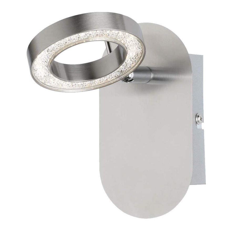 Spot en métal WOFI 4008.01.54.6000 A+, 5 W, intégré, nickel mat, argenté, Integriert 20W