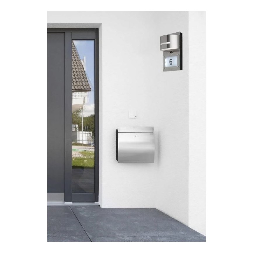 Wofi 4046.02.97.7000 – LED-Hausnummer mit Sensor MARVEL 1xE27/13W/230V + LED/1,7W IP44