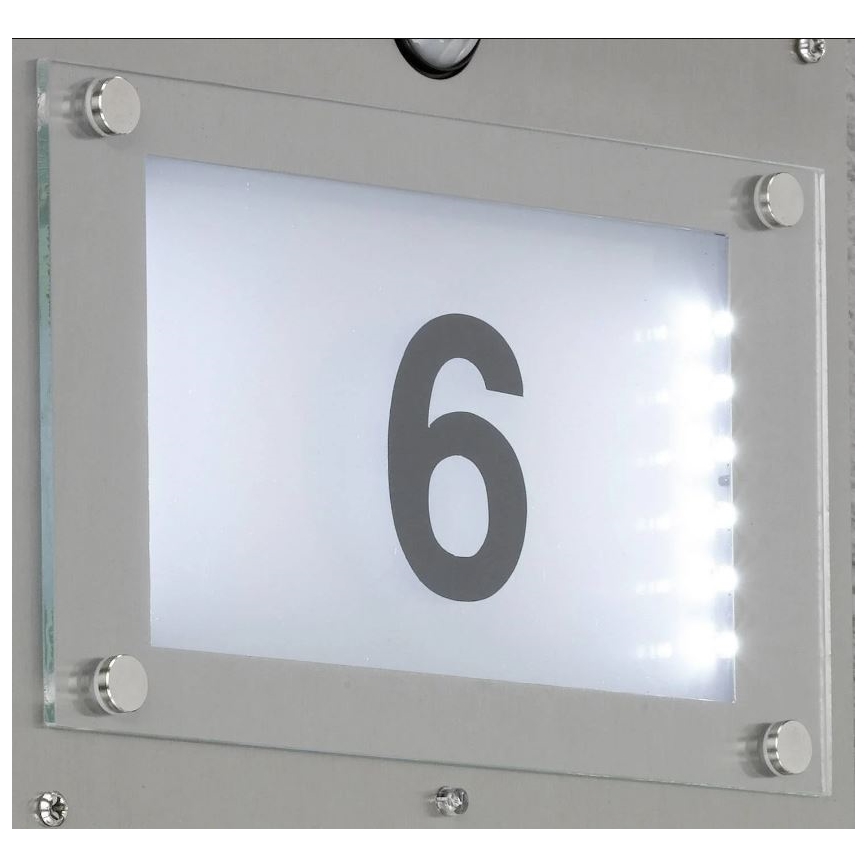 Wofi 4046.02.97.7000 – LED-Hausnummer mit Sensor MARVEL 1xE27/13W/230V + LED/1,7W IP44