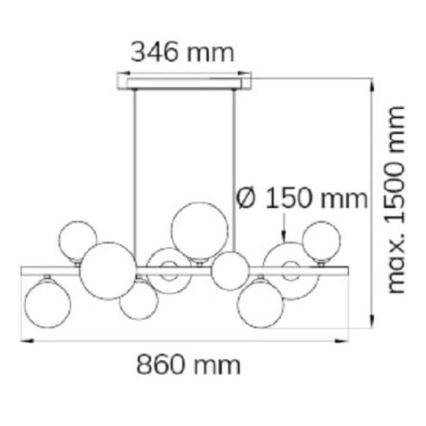 Wofi 6014.10.14.9000 - LED-Hängeleuchte an Schnur VILLA 10xG9/3W/230V golden