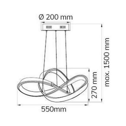 Wofi 6134.01.88.9000 – Dimmbare LED-Hängeleuchte an einer Schnur INDIGO LED/44W/230V