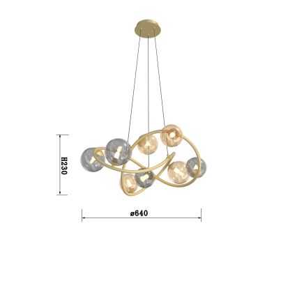 Wofi 7014-804 - LED-Hängeleuchte an Schnur NANCY 8xG9/3,5W/230V golden/grau