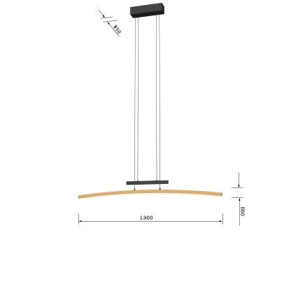 Wofi 7020-106 - LED dimmbare Hängeleuchte an Seil BOLOGNA LED/27W/230V
