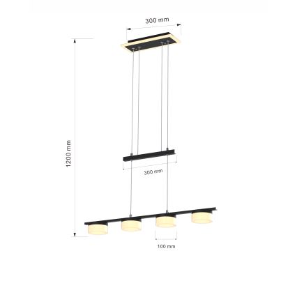 Wofi 7054-502 - Dimmbare LED-Hängeleuchte an Schnur JESSE LED/21W/230V schwarz