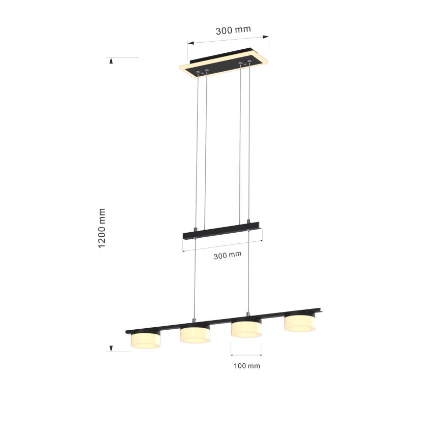 Wofi 7054-502 - Dimmbare LED-Hängeleuchte an Schnur JESSE LED/21W/230V schwarz