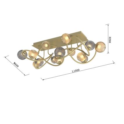 Wofi 9015-1204 - LED-Aufbauleuchte METZ 12xG9/3,5W/230V golden/grau